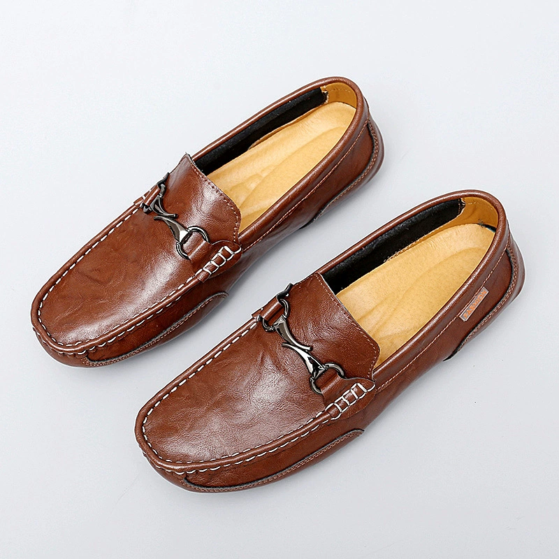 Прямая трансляция Взрывы Обувь из натуральной кожи из воловьей кожи Трансграничная Мужская обувь больших размеров из лакированной кожи без шнуровки для вождения Повседневная кожаная обувь