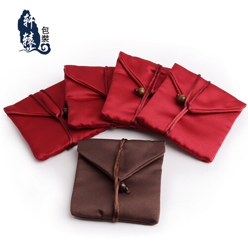 Pure Color Ancient Gold Storage Bag Gold Bracelet Jade Bead Jewelry Pouch Fabric Bag Packaging Bag Chinese Logo