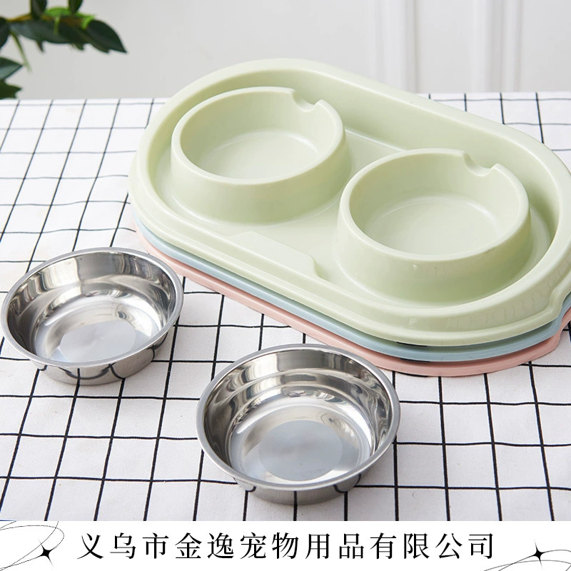 Новая миска для кошек миска для животных миска для пищевых продуктов брызг из нержавеющей стали двойная миска для кошек миска для собак миска для предотвращения опрокидывания миска для кормления