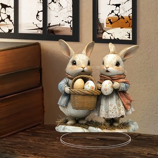 2D acrvlic Flat Easter Rabbit Acrylic Decorations with Egg-Bohemian Style Home