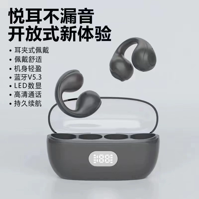 Wireless ear clips, transparent headphones, with LED display, bluetooth