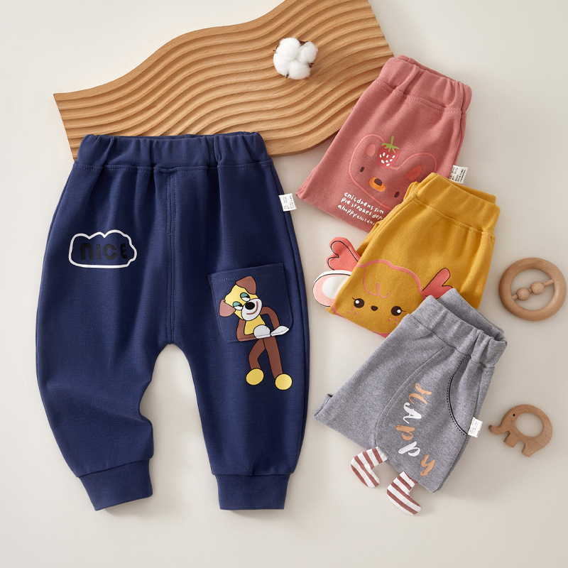 宝宝秋裤爬爬秋季男女宝宝裤子可爱帅气儿童长裤洋气运动裤挖沙裤