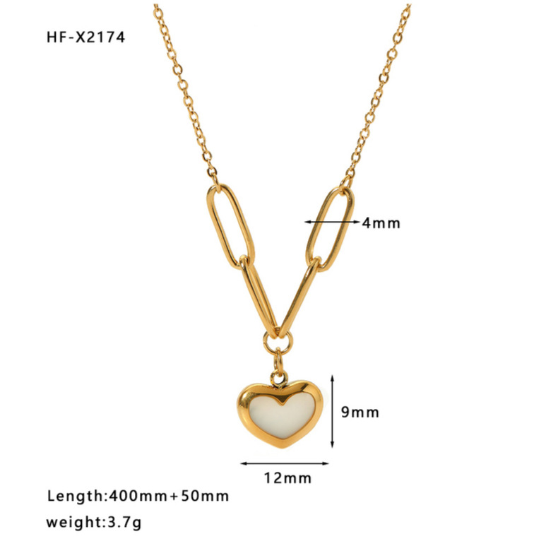 304 Stainless Steel 18K Gold Plated Streetwear Plating Heart Shape Butterfly Shell Pendant Necklace display picture 3