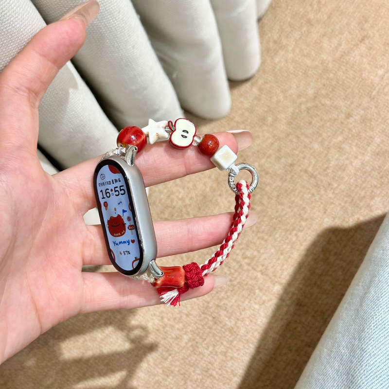 Suitable for Xiaomi Mi Band 11/10/9/8 Watch Strap, Red Apple Star Beaded Wristband, Cute Watch Strap Wholesale