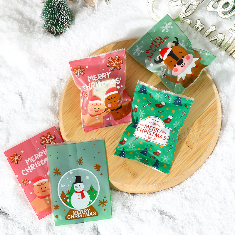 クリスマス雪花ショートニング包装袋リボン引き紐ポケットキャンディー袋クッキー袋牛圧延砂糖包装袋機シール袋|undefined