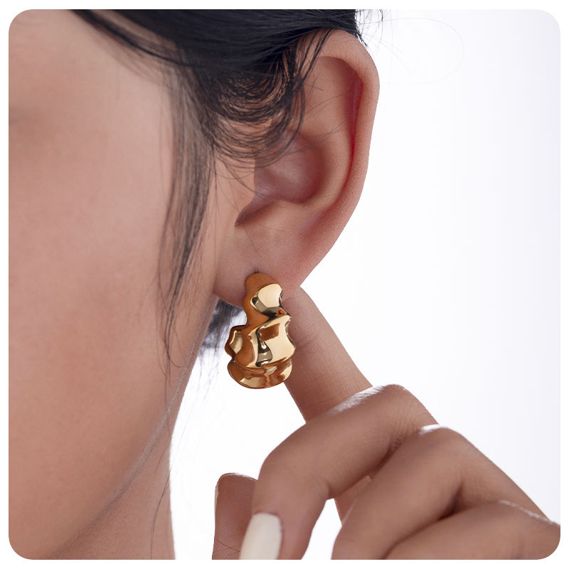 Tainains tendencia 18k oro de acero inoxidable aretes de bambú anillo grueso aretes de acero inoxidable aretes de joyería de mujer