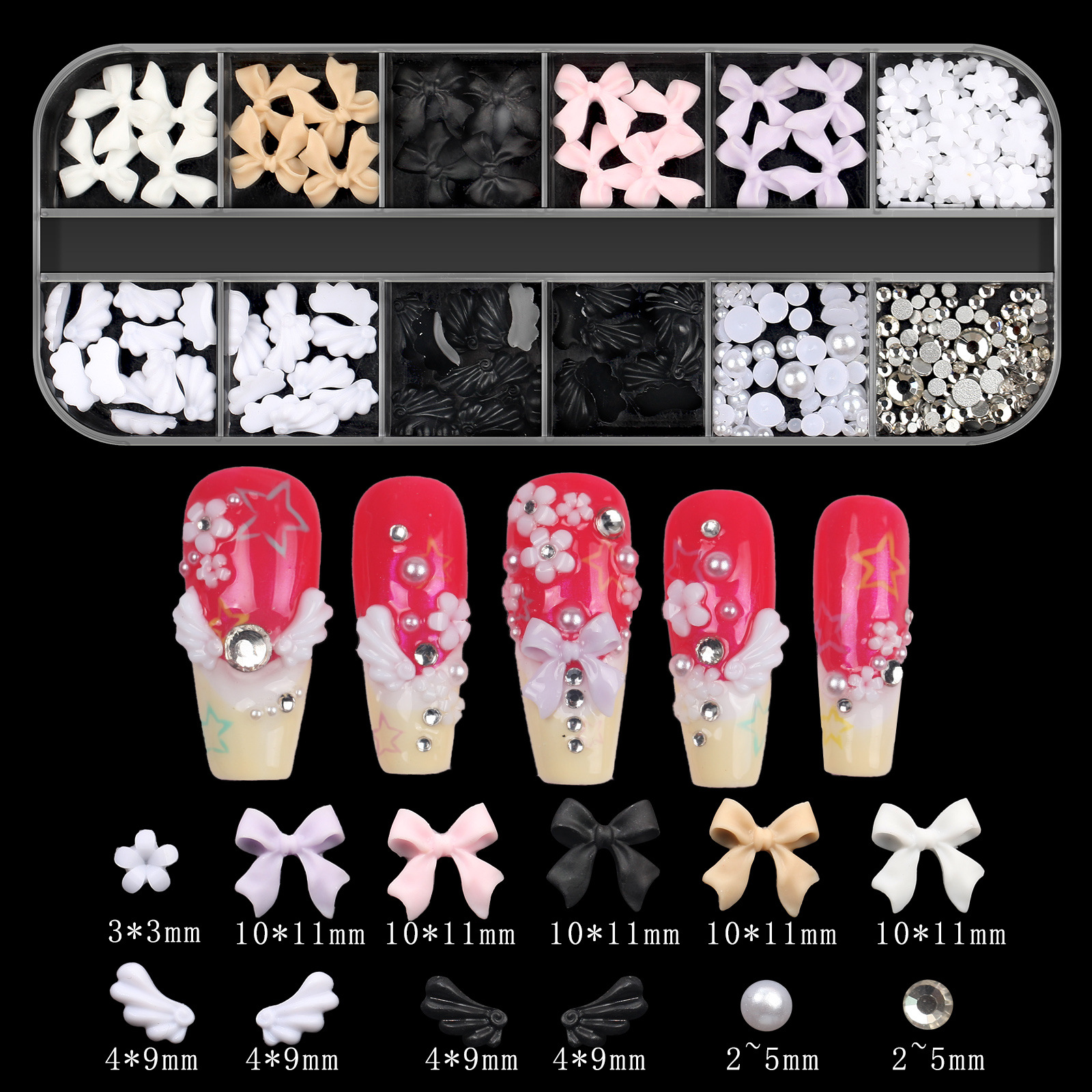 50g Weight Nail Decoration Accessories Nail Supplies Resin Material Flower, Butterfly Pattern Flower Butterfly Resin Nail Decoration Accessories 10
