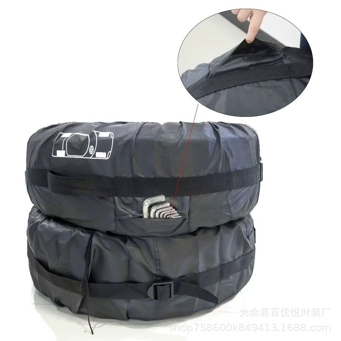 Factory Direct Sales 210D Oxford Cloth Adjustable Car Tire Cover Snow Tire Bag Spare Tire Cover Sun Protection Dust Cover