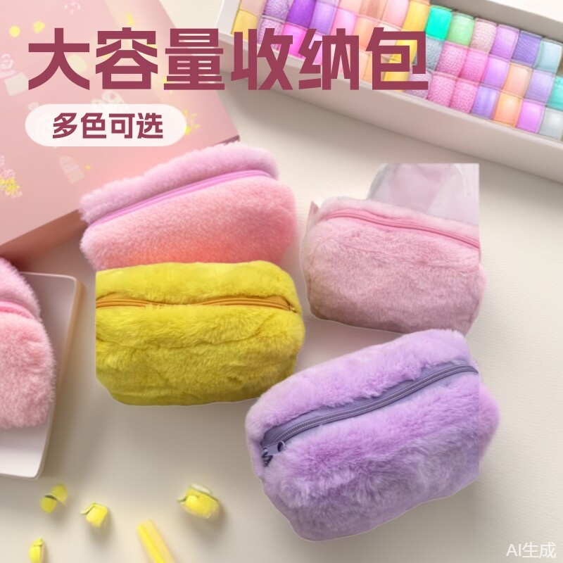 Plush Makeup Bag Manufacturer Has In-Stock Macaron-Colored Crossbody Bags with a Sweet Design, Large Capacity, and High Aesthetic Value