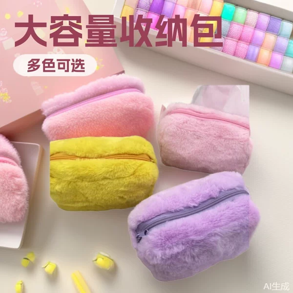 Plush Makeup Bag Manufacturer Has In-Stock Macaron-Colored Crossbody Bags with a Sweet Design, Large Capacity, and High Aesthetic Value