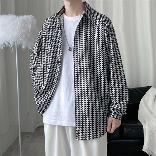 Men's Spring and Autumn Fashion Brandáo Qian Niao Outerwear, Small Scents Style Submerged Collar Long Sleeve Tunic Top for Inner Wear, Plus Size