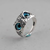 Retro metal blue adjustable ring, accessory, wholesale