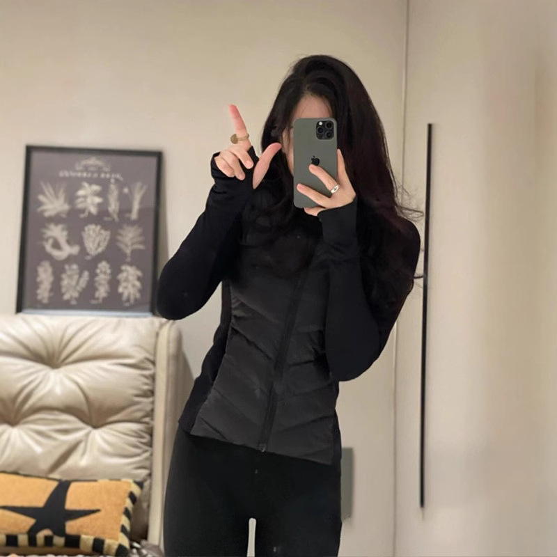 Black Lightweight Ribbed down Jacket Autumn and Winter Parka Inner Layer Women's Slim-Fit Coat Cotton Jacket 2026 New Model Inner Wear