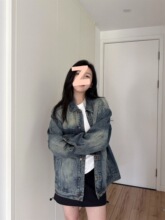 2025早秋新款牛仔外套女长袖oversize韩版宽松vintage夹克衫bf潮