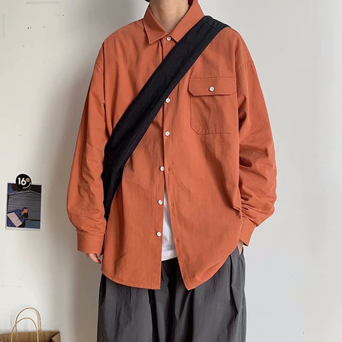 Autumn Harbor Wind Color 8 Men's Long-Sleeve Shirt Japanese Loose Color Collar Jacket Trendy