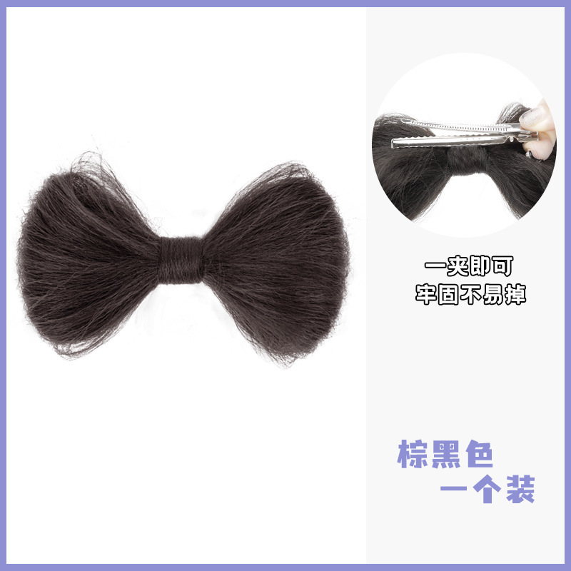 Bow Ball cabeza pelucina pelucina mujer lindo simulación cabello caliente perezoso cabello flojo antiguo anillo de pelo pelucina