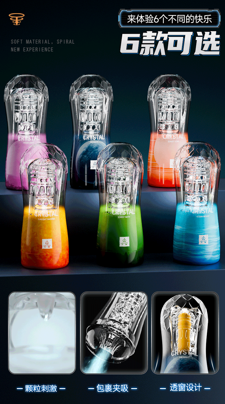 Jiuai Crystal Aircraft Cup Male Masturbator Manual ABS+TPE Concealed Design — detail image 12