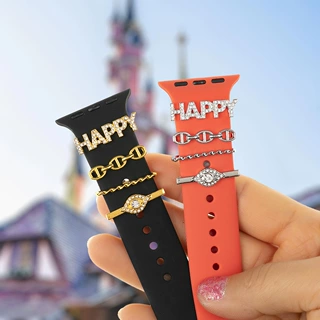 智能手表配饰套装适用applewatch手表带装饰环钉硅胶表带装饰字母