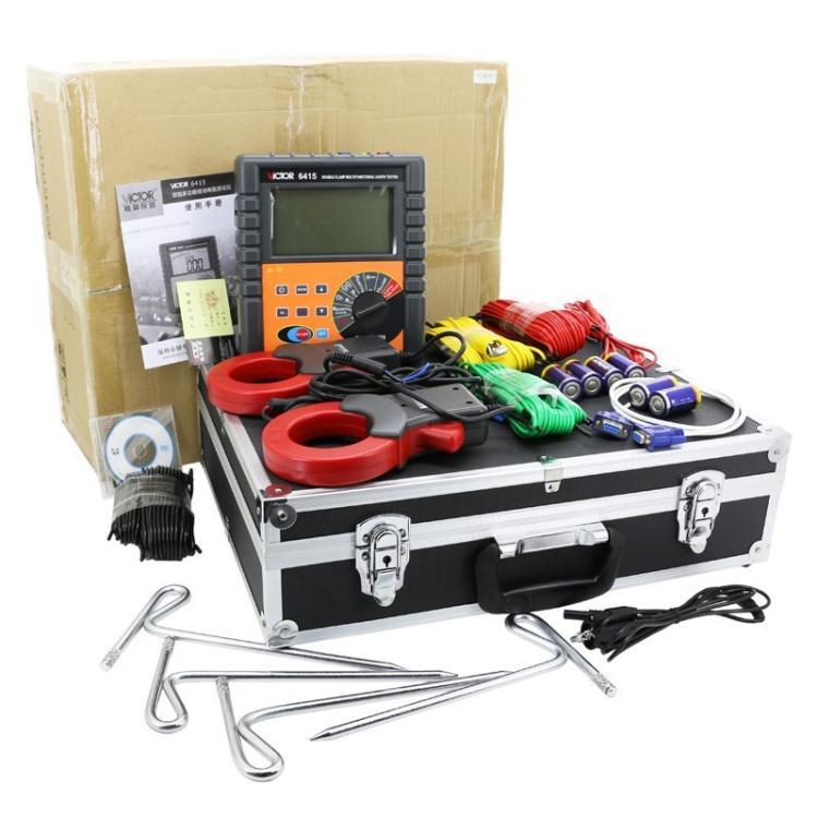 原装胜利仪器VC6415/6415A双钳多功能接地电阻仪避雷针防雷检测仪