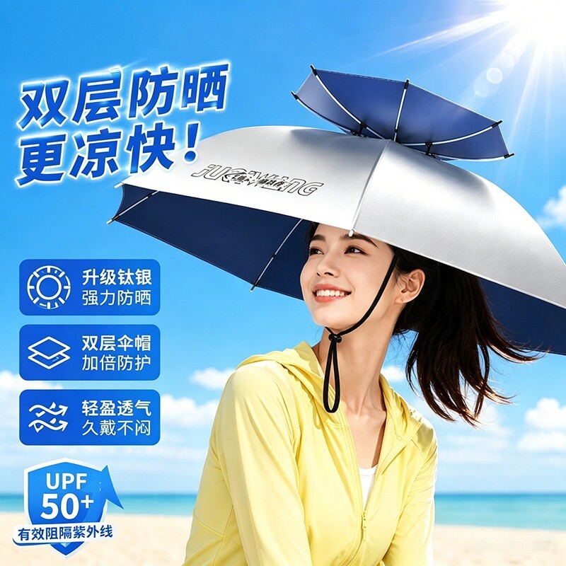 New Style Head-Worn Umbrella Hat, Fishing Umbrella Hat, Rainproof and Sunshade Head-Worn Umbrella Hat