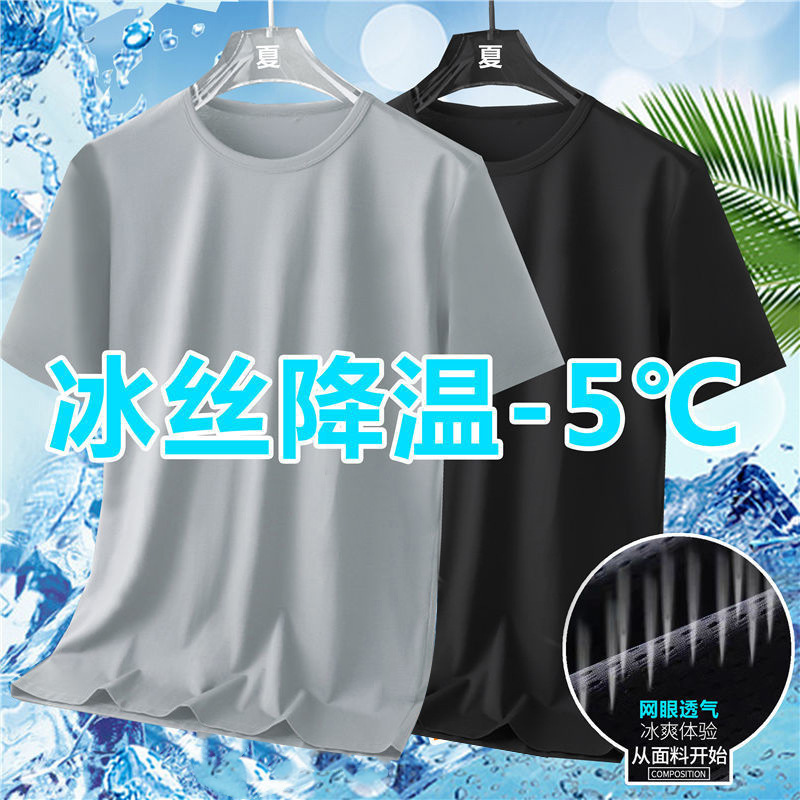 Cross-Border Foreign Trade Ice Silk Quick-Drying T-Shirt Mesh New Summer Short-Sleeved Men's Sports Breathable Fashionable Round-Neck Top Cross-Border Foreign Trade Ice Silk Quick-Drying T-Shirt Mesh New Summer Short-Sleeved Men's Sports Breathable Fashionable Round-Neck Top