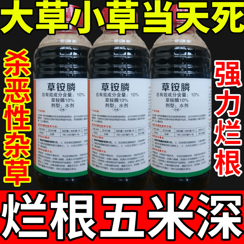 大草小草当天死草草安草铵磷草胺磷除牛筋草小飞蓬农药强力除草剂