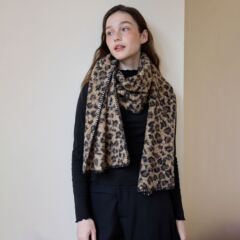 新商品ウール巻豹紋両面プリントマフラー女性ファッション百合レトロクリーム風保温マフラーストール