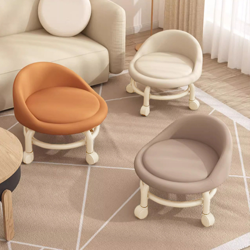 Swivel Small Stool for Home Use, Low Stool with Wheels for Children, Toddler Stool, Pedicure and Shoe-Changing Stool, Baby Care Essential