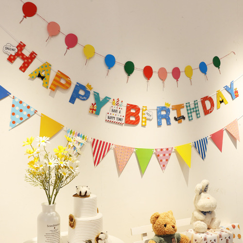 Birthday flag party decoration supplies baby ins birthday decoration scene layout background wall banner pennant