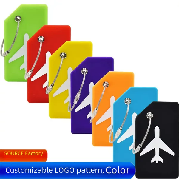 Amazon in stock silicone luggage tag PVC piece lanyard luggage tag flexible glue consignment box tag hot selling aircraft tag