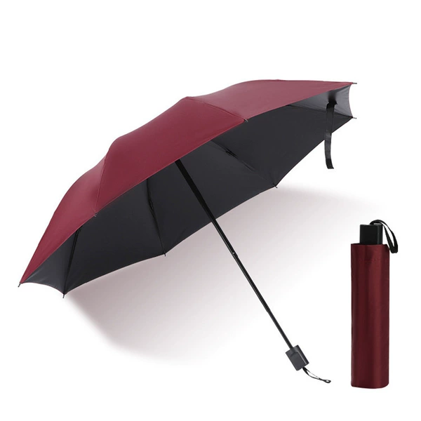 Manual 8 bone solid color vinyl sunscreen wine red