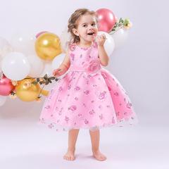 European and American Style Printed Dress Children Flower Princess Dress Flower Child Wedding Little Girl Dress Baby Girls Birthday Dress