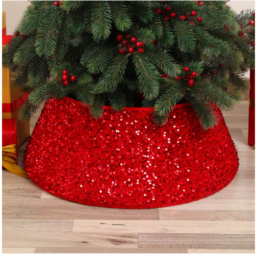 Transfronteriza nueva decoración de la base del árbol de Navidad con lentejuelas ronda de cuatro esquinas hexagonal circunferencia del árbol de doce esquinas al por mayor