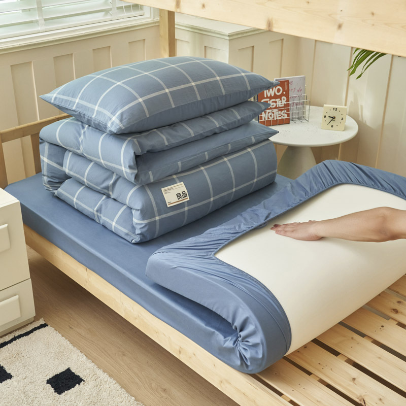 Algodón puro dormitorio universitario cama de tres piezas algodón 2025 verano nuevo estilo funda edredón sábana ropa de cama sábana ropa de cama
