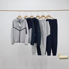 0950套装男春秋款320g重磅棉运动防风外套针织宽松休闲训练长裤套