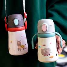 儿童保温杯幼儿园外出携带婴儿带手柄吸管两用水壶1岁宝宝学饮杯