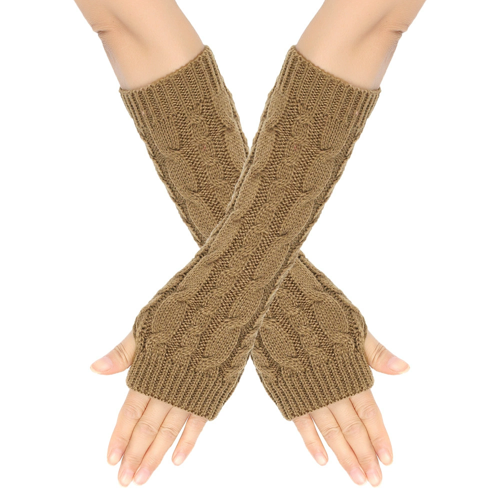 Длинные перчатки Twist, шерстяные теплые восьмерки с искусственными рукавами, искусственные рукава без пальцев, осенние и зимние вязаные рукава через плечо.