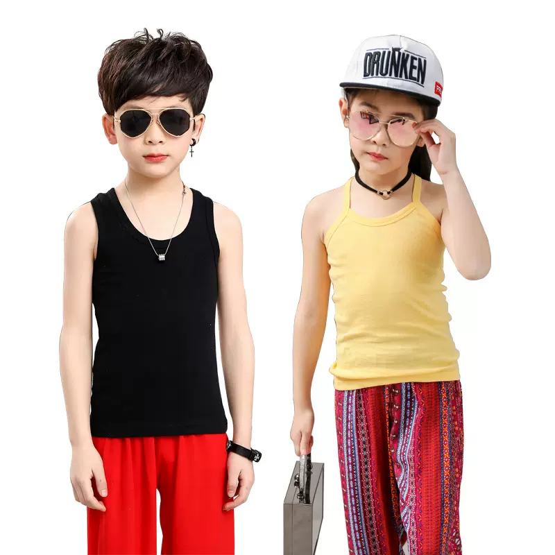 儿童背心吊带纯棉夏中小童男童女童夏季打底女内衣男工字薄款纯色