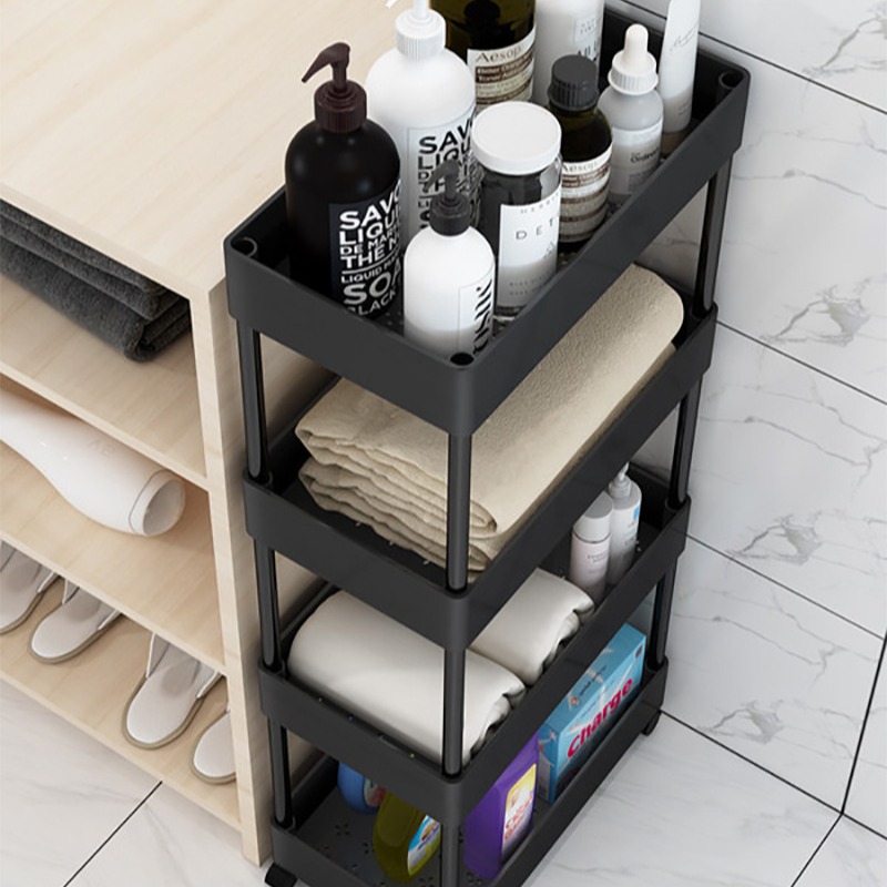 Estante de almacenamiento de espacio estrecho de cocina estante de artículos diversos del piso del baño refrigerador organizador de la esquina Carro de almacenamiento de múltiples capas