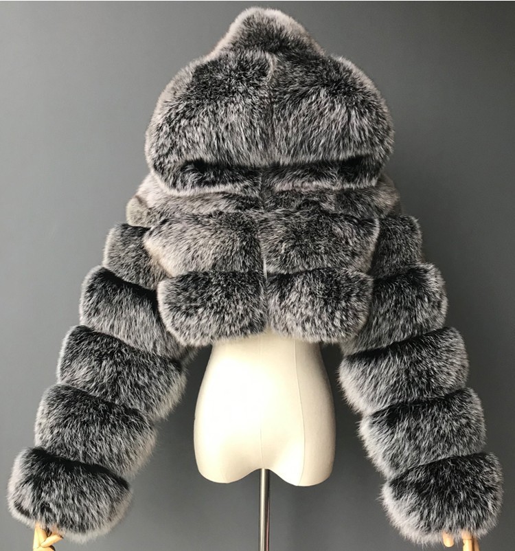 Women's Clothing fur coat fox fur splicing with hood short long sleeved women's clothing spot_voghion.com