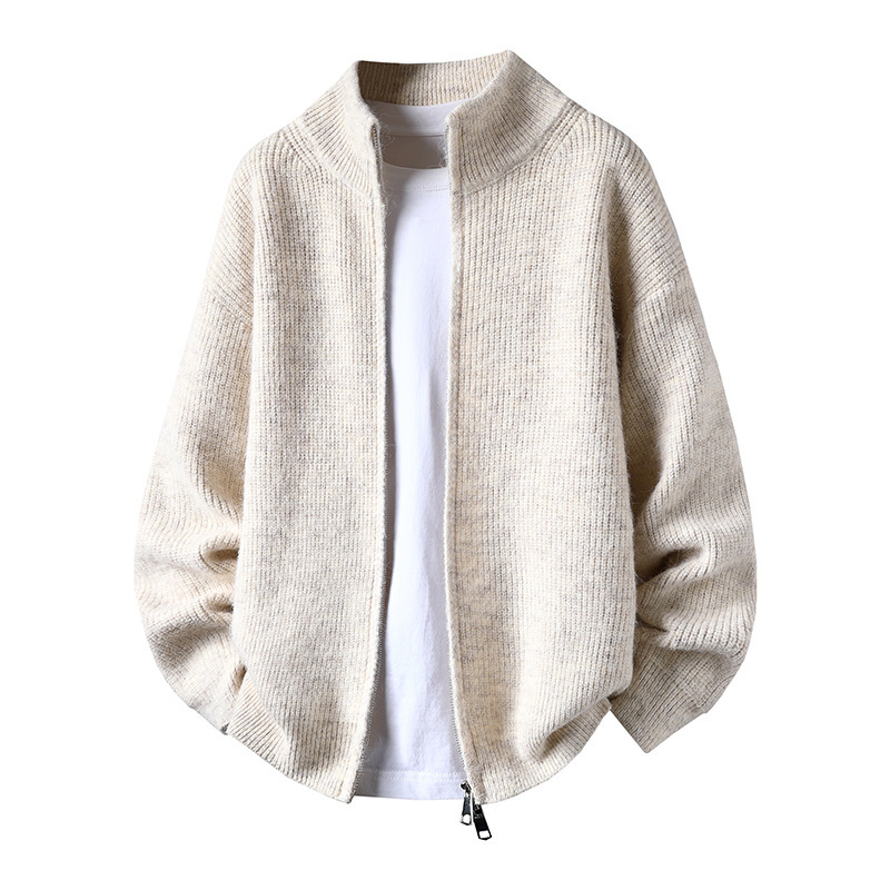 Explosiones transfronterizas de tamaño europeo de tamaño grande de cuello de pie chaqueta de camiseta de punto suéter hombre de alto nivel suéter de fábrica de dinero viejo lote