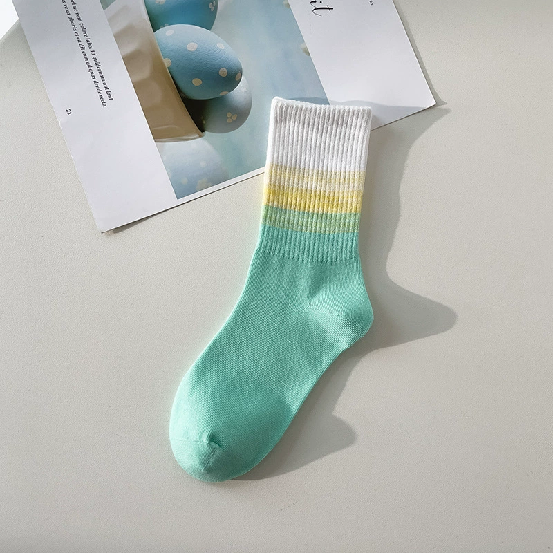 Спортивные осенняя дышащие knee socks для мужчин и женщин, градиентная до середины икры, многоцветные, средний размер