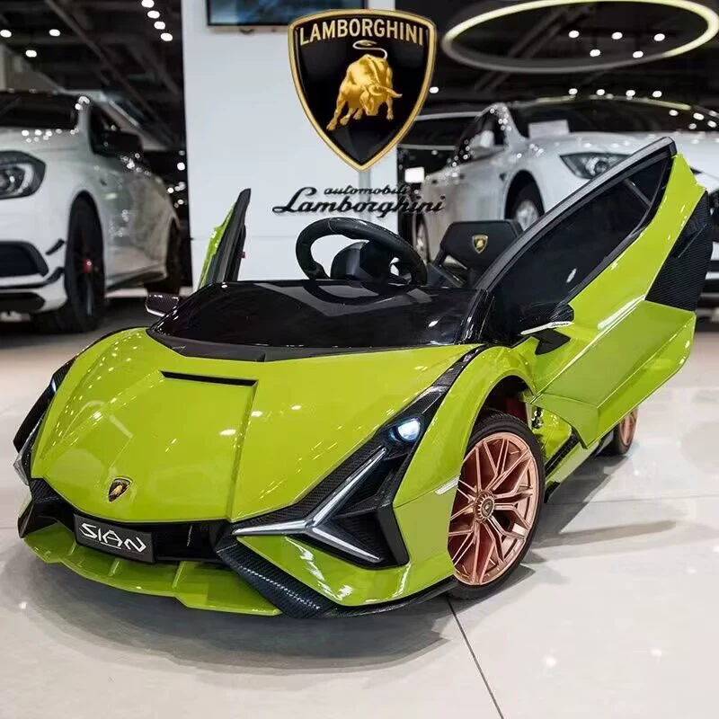 Электромобиль‑каталка (Lamborghini) 12V, 4‑колёсный, с пультом, кожаное сиденье, 1–6 лет