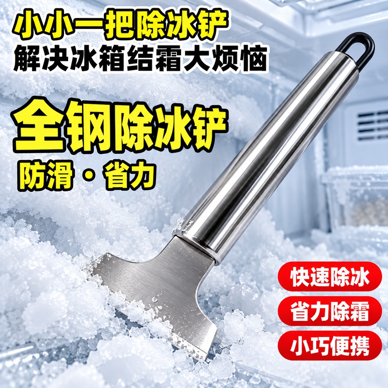 Refrigerator defrosting shovel, specialized for refrigerators and freezers, thickened stainless steel ice removal and cleaning tool