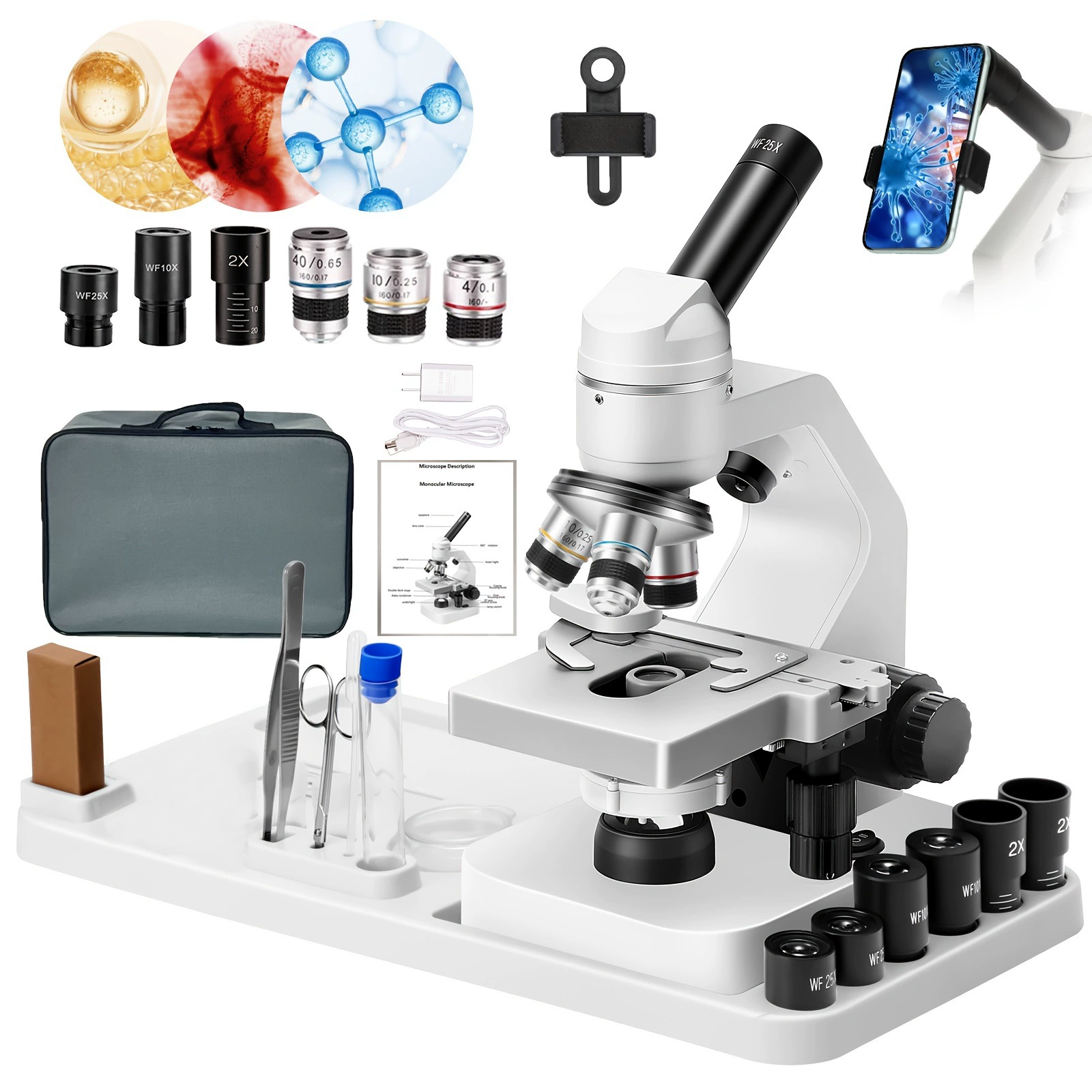 2025 новый монокулярный микроскоп для трансграничной дропшиппинга с широкоугольным окуляром 10X25X и верхними и нижними зеркалами