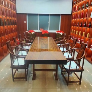 Solid Wood Large Slab Tea Table Walnut Office Desk Dining Table Desk Painting Case Solid Wood Okan