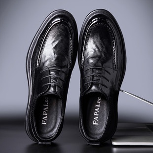 2025 Sheepskin Shoes British Style Leather Shoes for Men Genuine Leather Business Casual Formal Derby Shoes Men's Versatile Breathable Non-Slip