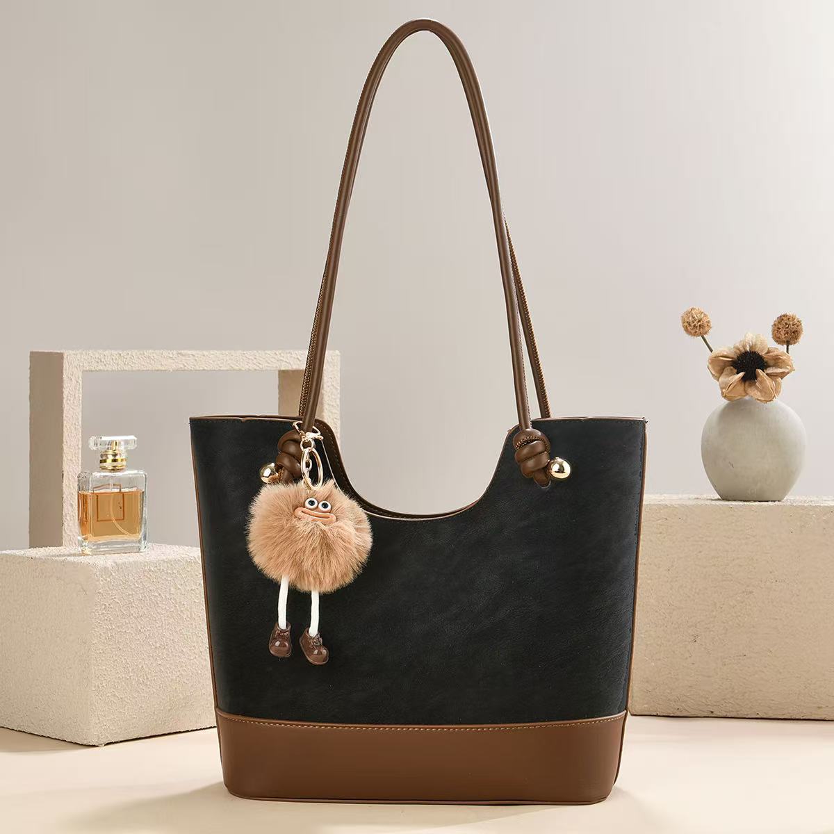 Muñecas colgantes empalmadas bolsos de mano de moda casuales versátiles retro simple mochila Totebag