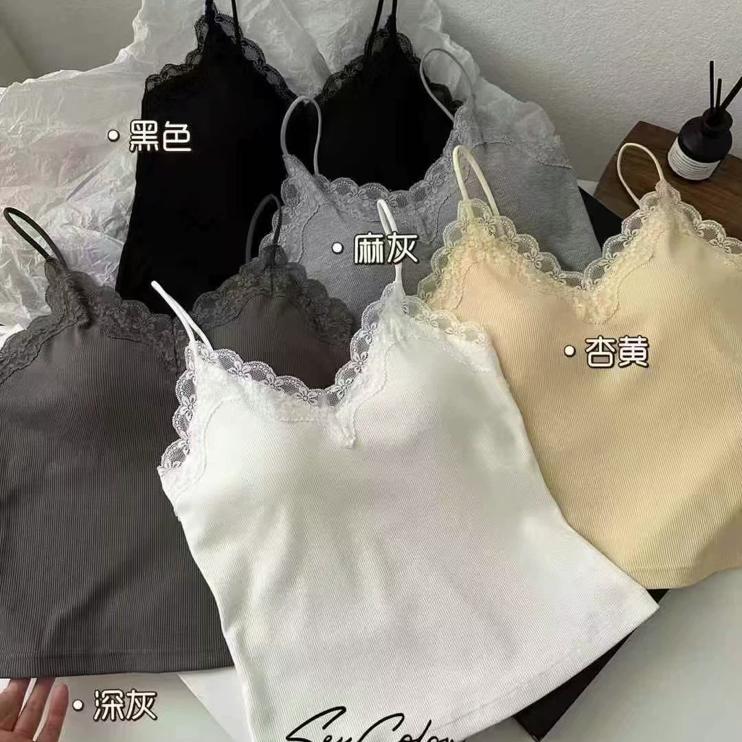 Lace spring summer base fitted top with cups, french style