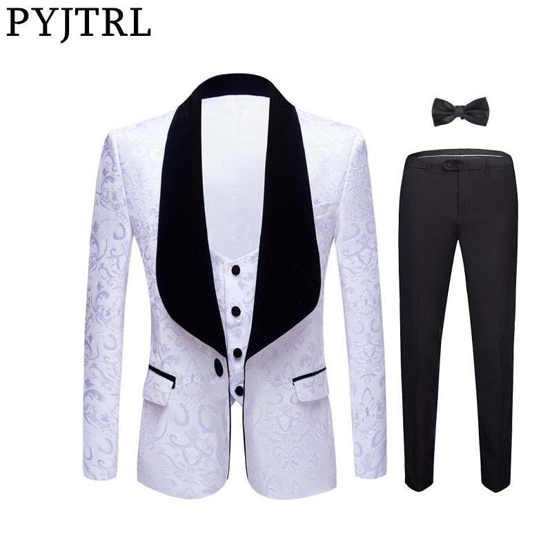 Groom Wedding Suit 4 Piece Men's Velvet...